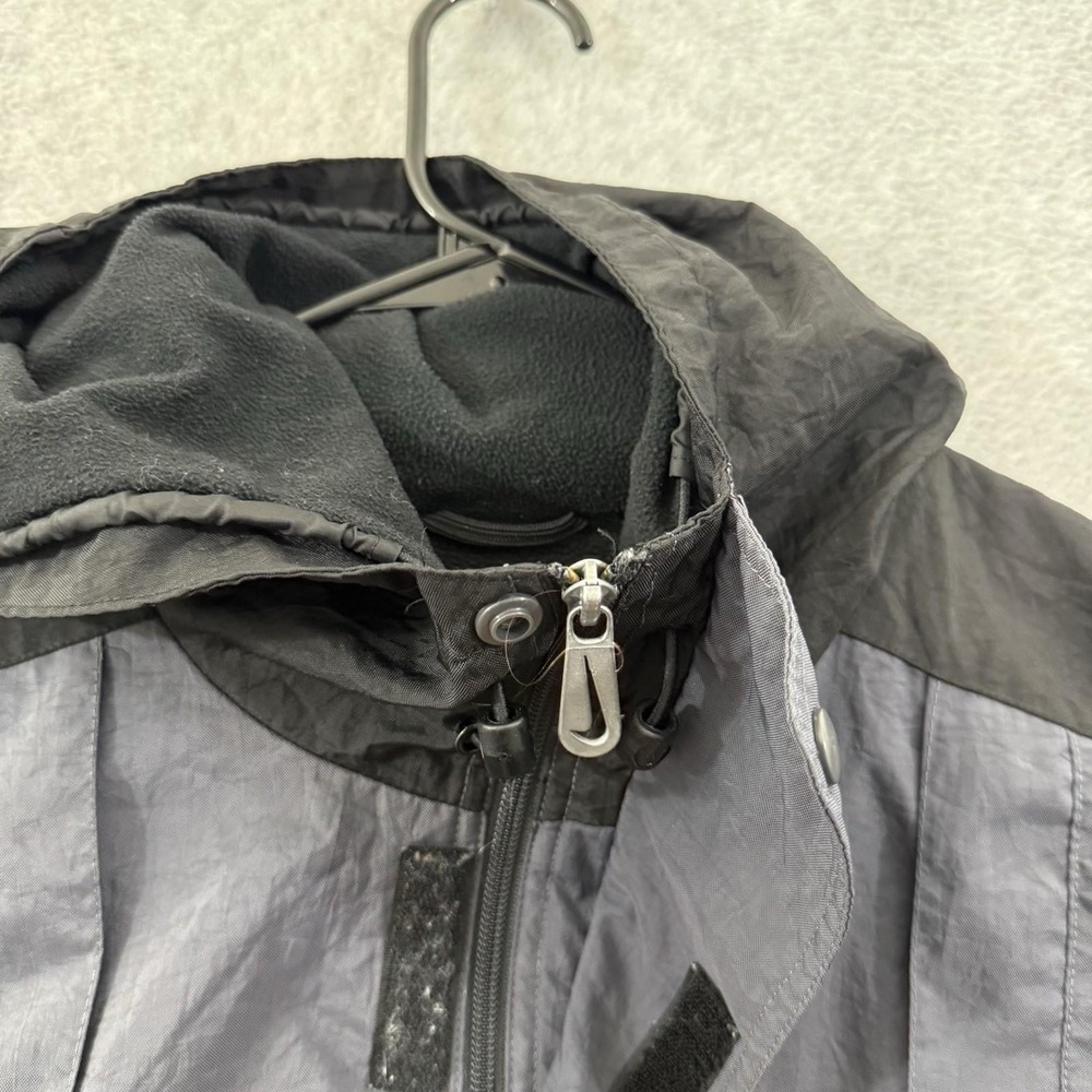 Nike Jacket Men's Large Gray Black Hooded Windbreaker Coat Color Block 90s Retro - Picture 5 of 11